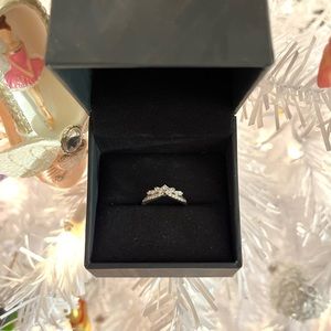 1/4 CT. T.W. Diamond Crown Contour Anniversary Band in 14K White Gold